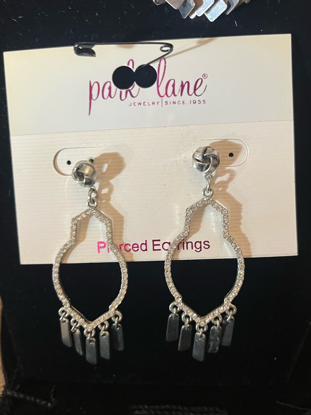 Park Lane Silver Dangle Chandelier Earrings with Pavé Accents